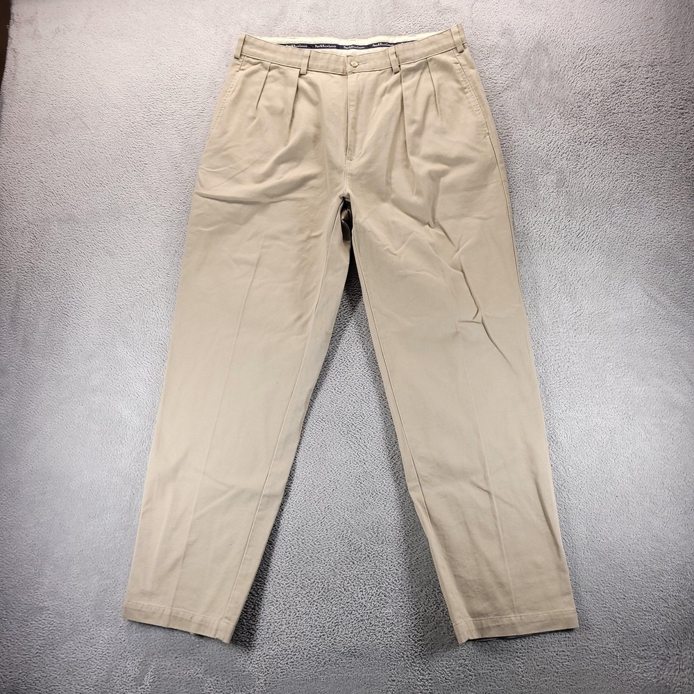 VTG Polo Ralph Lauren Pants Mens 36x32 Beige Pleated Chino Straight Office